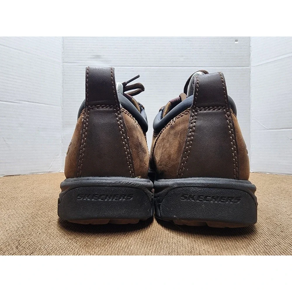 Skechers Relaxed Fit Oxfords Mens 10.5 Brown Leather Business Casual Dress Shoes